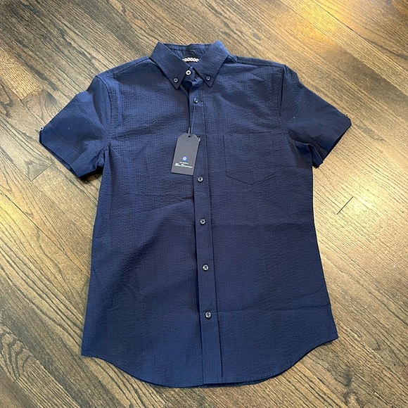 Ben Sherman Other - Ben Sherman Blue Navy Button Down Short Sleeve Shirt Small S NEW NWT